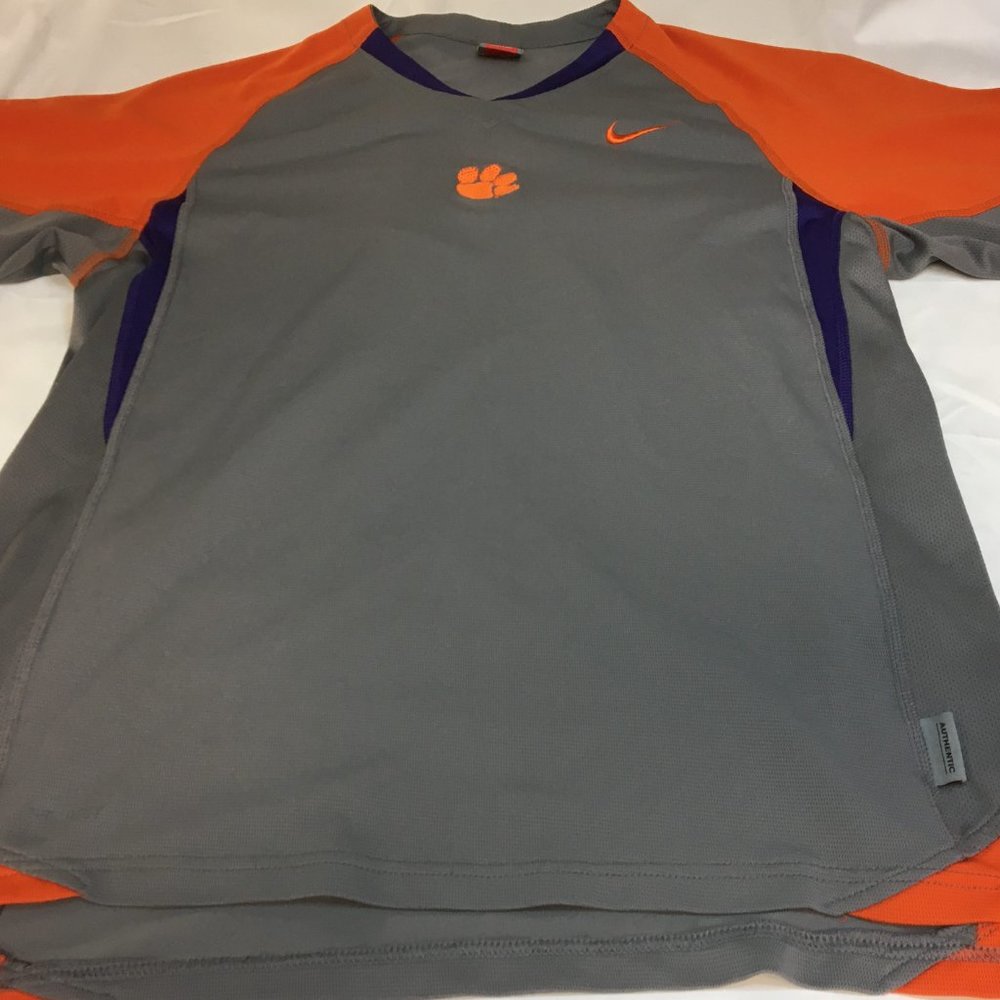 Nike Team Dri-Fit Clemson Tigers Gray Orange Sports Shirt Large College Football